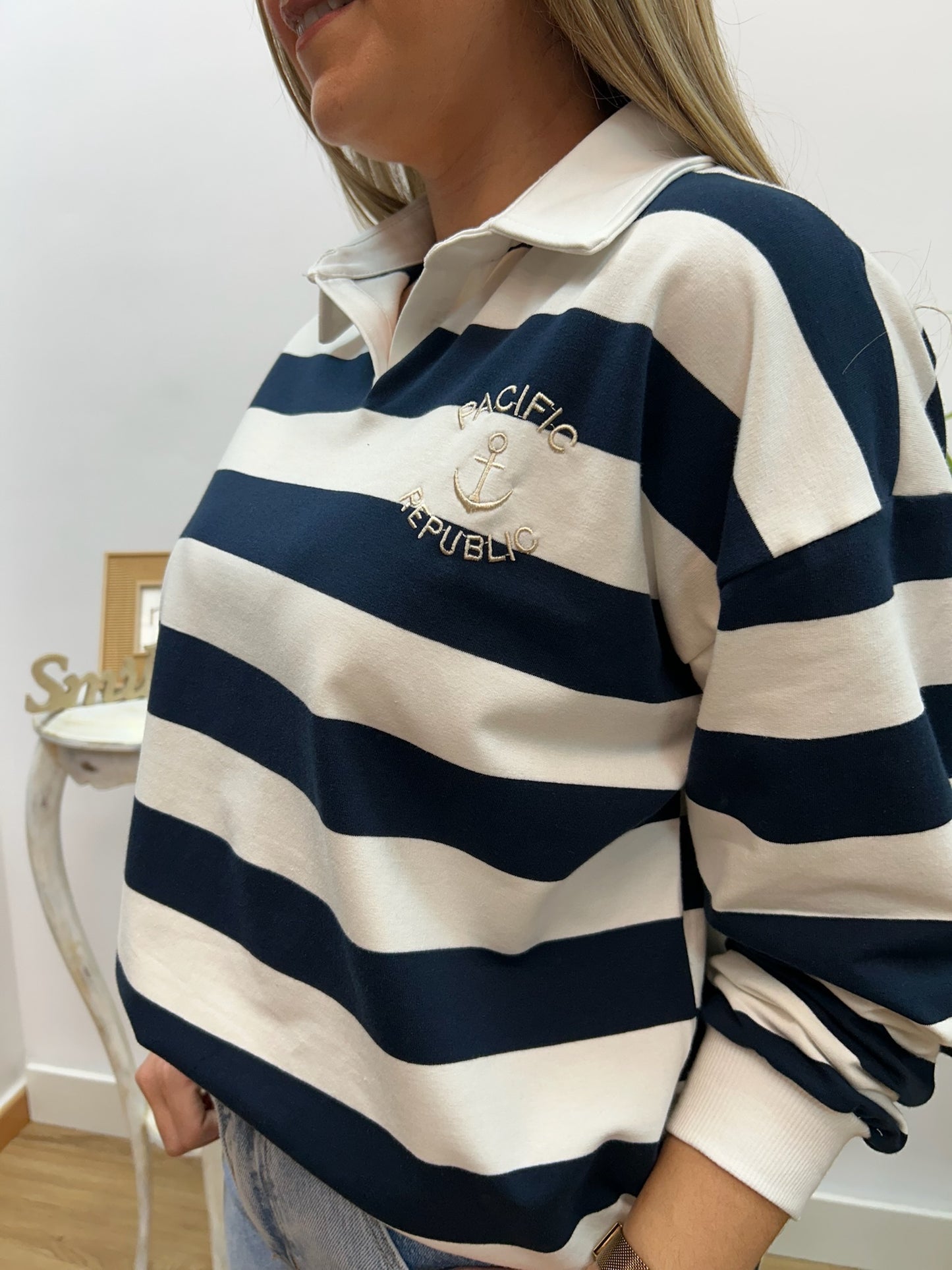 SUDADERA RAYAS MARINO