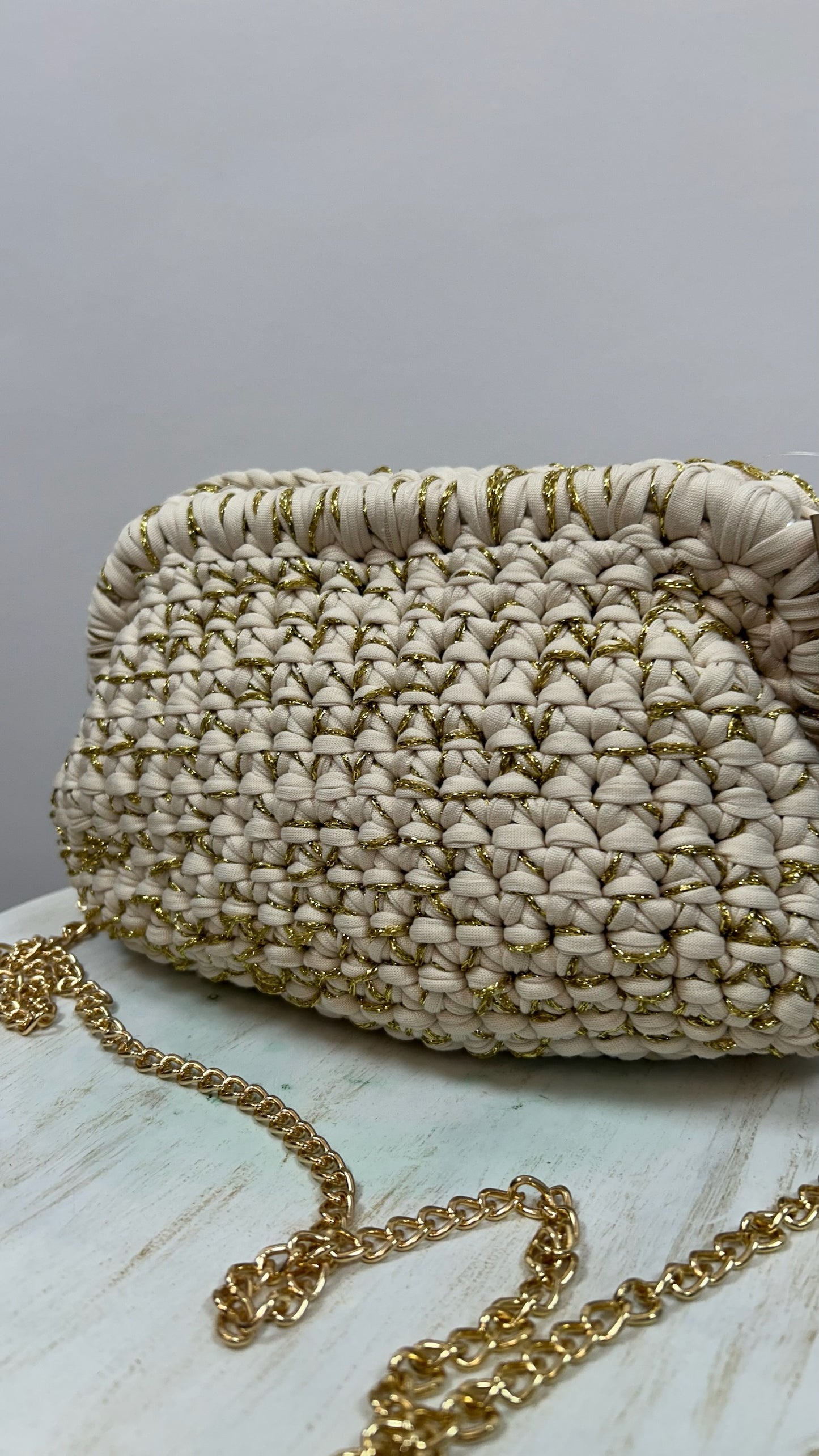 BOLSO CROCHET CADENA BEIGE