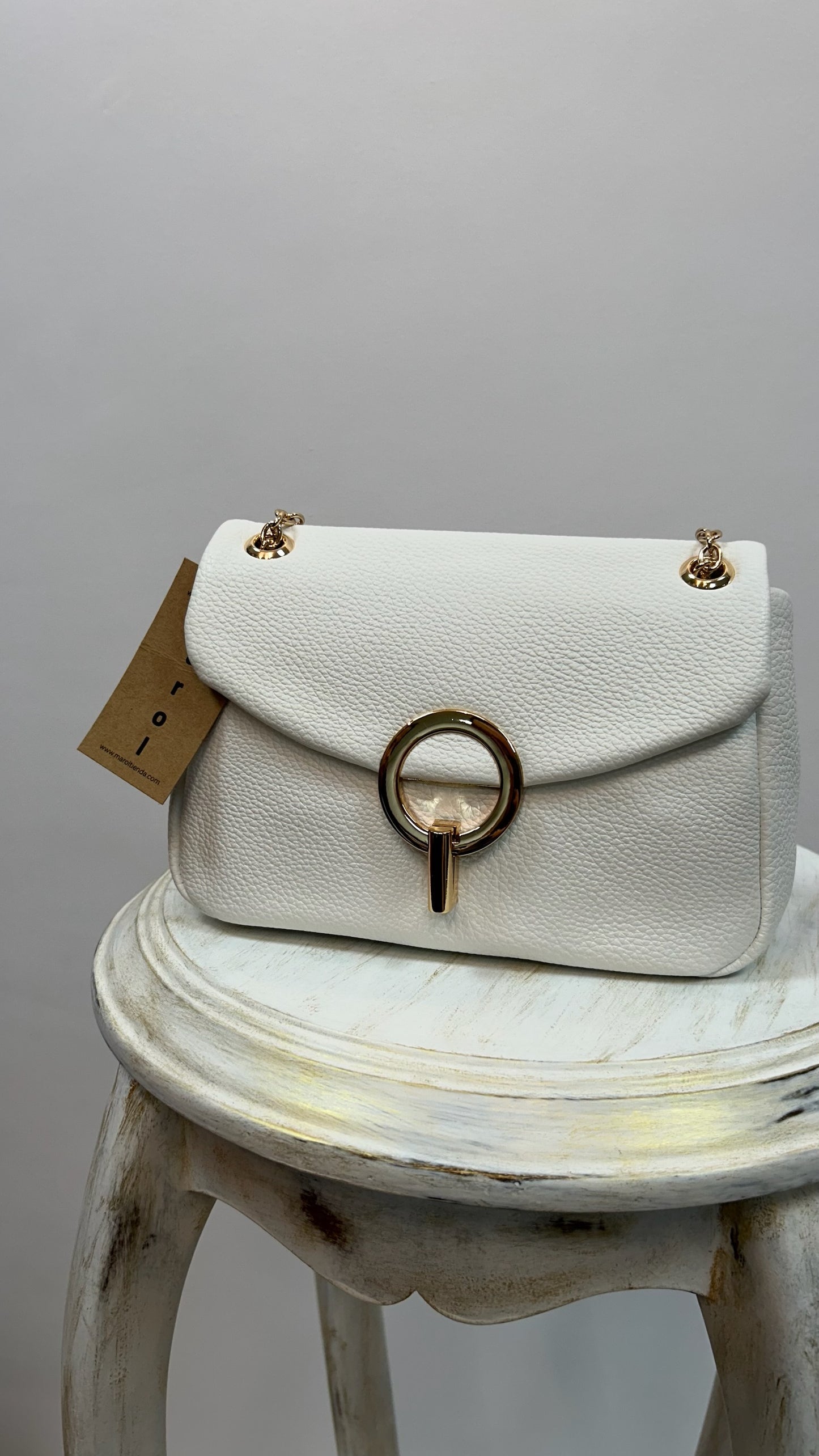 BOLSO SOLAPA CADENA BLANCO