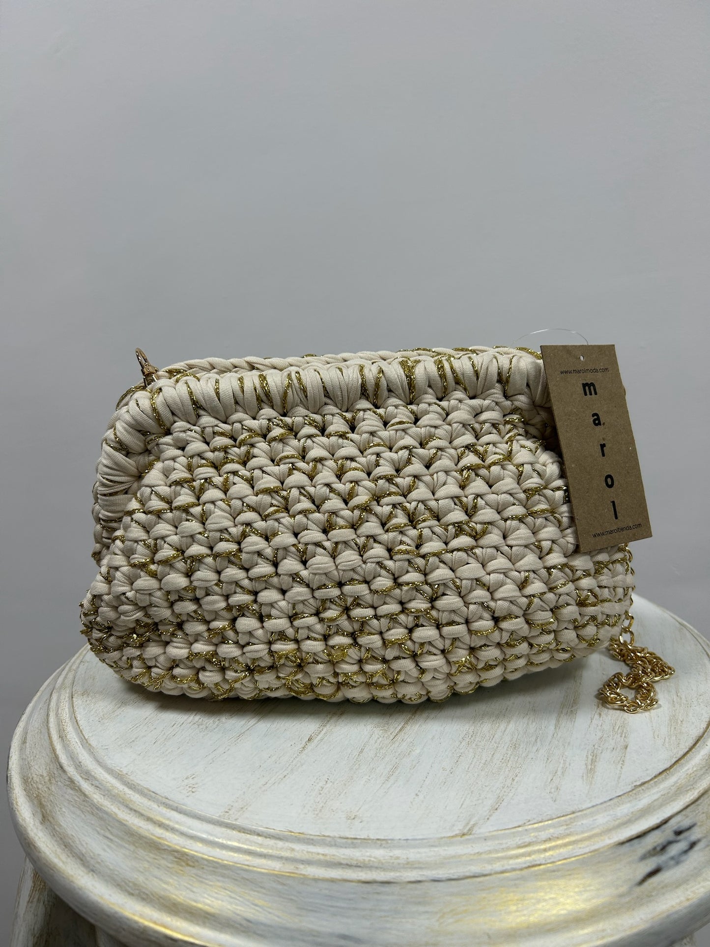 BOLSO CROCHET CADENA BEIGE