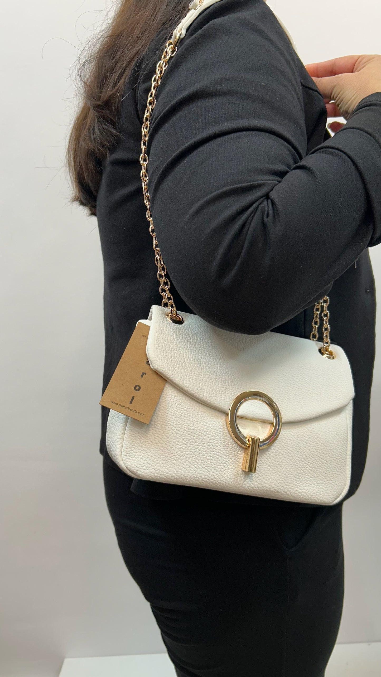 BOLSO SOLAPA CADENA BLANCO