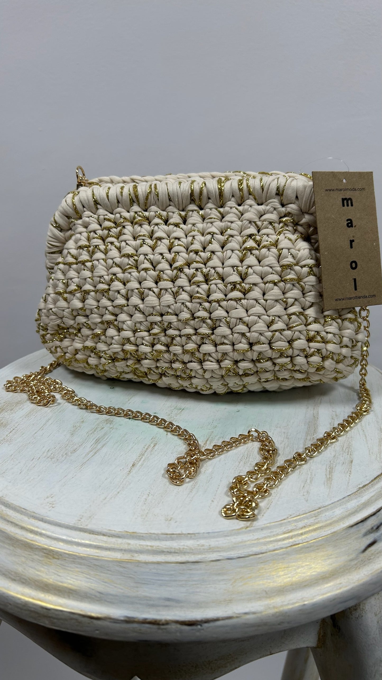 BOLSO CROCHET CADENA BEIGE